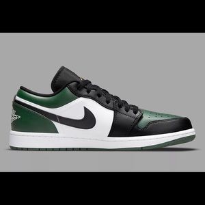 Nike Air Jordan 1 Retro Low Noble Green Toe 553558-371 Green Pollen White Black
